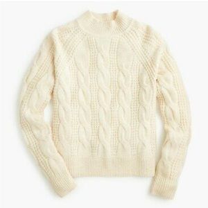 J. Crew White Cream Cable Knit Mock Neck Turtleneck Sweater XS